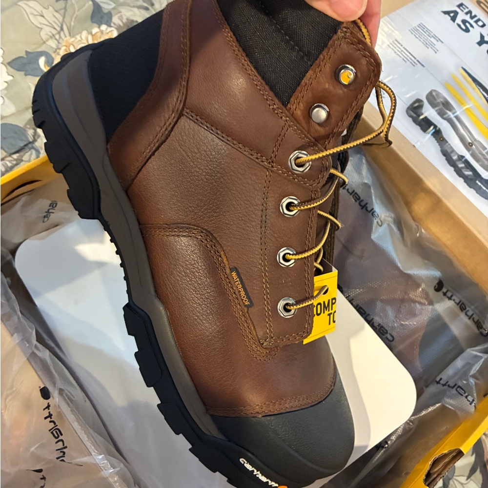 Carhartt Men's Brown and Black Composite Toe Boots - Picture 3 of 3